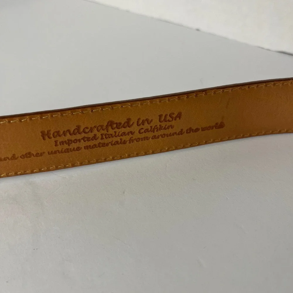Onyx by Brighton Mens Brown Croc Embossed Leather Belt Silver Hardware Size 38